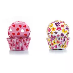 Papír kosárkák - szívecskék és virágocskák 2 x 50 db