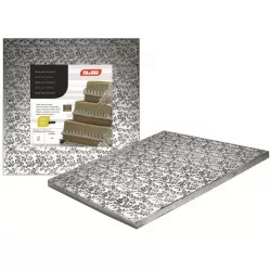 Díszítő tortalap négyzet alakú ezüstös