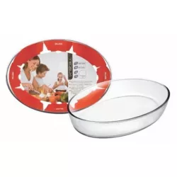 Üveges, ovális tepsiforma 35x25x6,5 cm