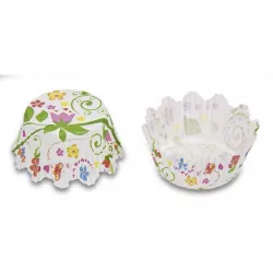 Papír sütőformák - virágos kert mintázatú nyomtatás