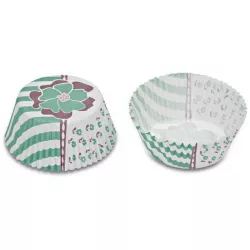 Papírkosárka - türkiz virágok és csíkok