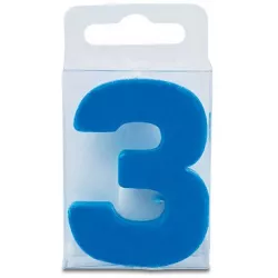 gyertyà a 3-as szám formájában - mini, kék