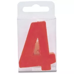 Lámpászágyú 4-es szám formájú gyertya - mini, piros