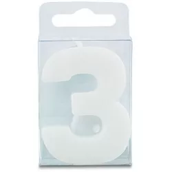 gyertya 3-as szám formájában - mini, fehér