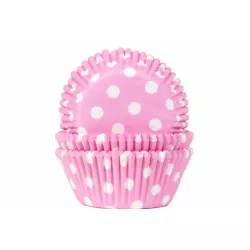 Muffinzsütő tokok 50 darab rózsaszín fehér pöttyökkel