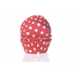 Mini muffinformák 50 darabos piros pöttyös