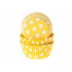 Mini muffinformák 50 darab sárga pöttyökkel