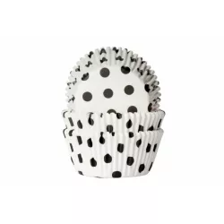 Falitkos papírba süthető muffin kosárka pötty fekete 50 db