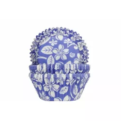 Csésze muffin Aloha virágok kék 50 db