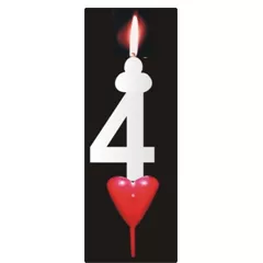 4 számú szív alakú tortadíszítő gyertya