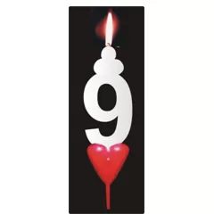 Gyertyčka dortosban szívvel numero 9