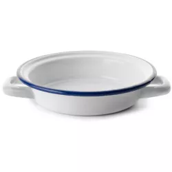 Fehér-kék zománcozott lábas 16 cm