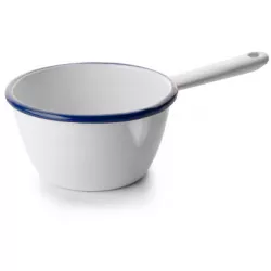 zománcos edény, fehér-kék