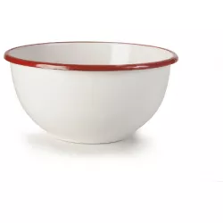 Üvegszalú, piros-fehér mázas tál 14 cm