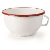 Porcelános kannáru nyitott fülű bíborvörös-fehér 14 cm