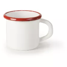 Üveges zománcozott bögre piros-fehér 7 cm