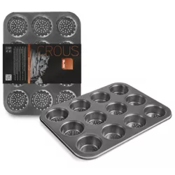 Perforált 12-muffin tepsi sütéshez 35,5x26,5x3,5 cm-es méretben