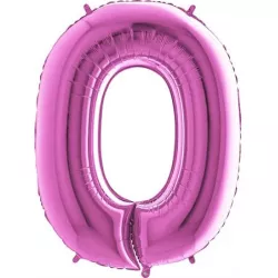 Felfújható lufi szám 0 rózsaszín 102 cm extra nagy méretű