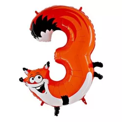 Felfújható rókás lufi szám 3 gyermekeknek 102 cm