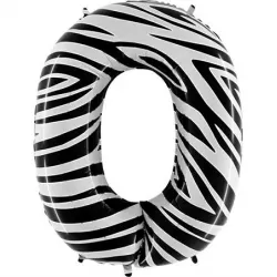 Felfújható lufi numero 0 zebra 102 cm extra nagy
