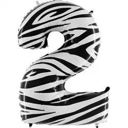 Felfújható lufi numero 2 zebra 102 cm extra nagy