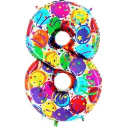 Felfújható lufi 8 számú színpompás ballonjáték 102 cm extra nagy méretű
