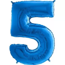 Felfújható lufi szám 5 kék 102 cm extra nagy méretű