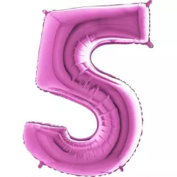 Felfújható lufi szám 5 rózsaszín 102 cm extra nagy méretű