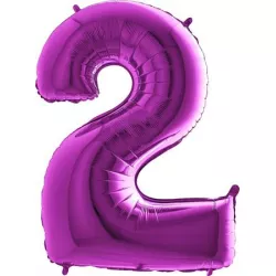 Felfújható lufi szám 2 lila 102 cm extra nagy méretű
