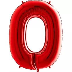 Felfújható lufi szám 0 piros 102 cm extra nagy