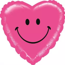 Lufis, rózsaszín szív formájú mosolyú lufi 53 cm