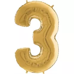 Lufis ballon szám 3 arany 66 cm