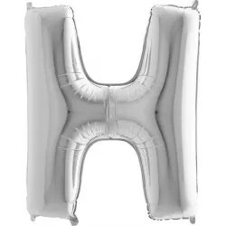 Felfújható gömb, H betű, ezüstszínű, 102 cm
