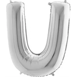 Felfújható U betű ezüstös 102 cm