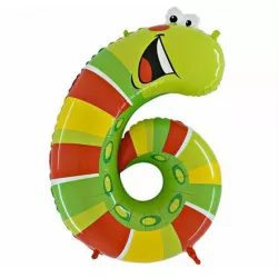 Felfújható lufi hernyó 6-es szám gyermekeknek 102 cm