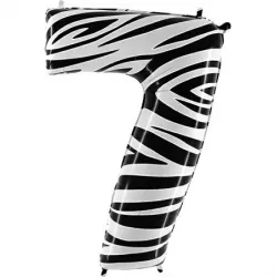 Felfújható lufi numero 7 zebra 102 cm extra nagy