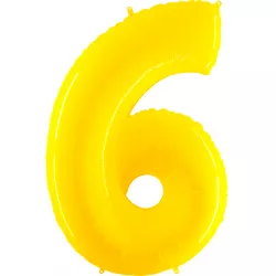 Felfújható sárga buborék szám 6, 102 cm, extra nagy