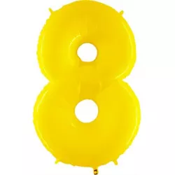 Felfújható lufi sorszáma 8, sárga, 102 cm, extra nagy méretű