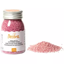 Cukordíszítő mini gyöngyök - szóró 1,5 mm, rózsaszín, 100 g
