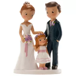 Esküvői tortadísz 16 cm-ben házasok kislánnyal