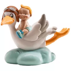 Tortafigurák, kisfiú, repülő gólya felhőn