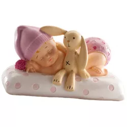 Téma tortafigurának: alvó kislány baba