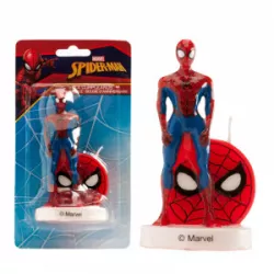 Pillér figura Spiderman tortáról gyertyával, 9 cm