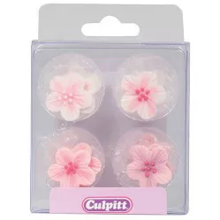 Cukorkás dísz rózsaszín virágok 12 darab