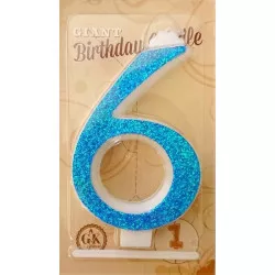 Nagy kék gyertya 6-es szám 6467