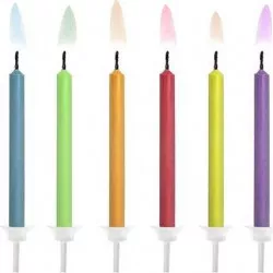 PartyDeco színes lánggal égő gyertyák (6 db) SCK-1 torta
