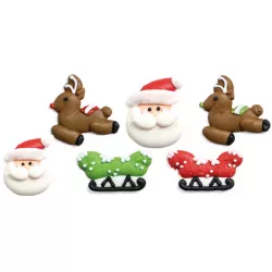 Cukor díszítés karácsonyi szarvas és Mikulás figurák 6 db