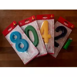 Gyertya tortára 15 cm, szám 5, piros