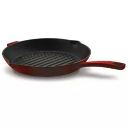 Grill serpenyő öntöttvasból, 28 cm, piros, kerek
