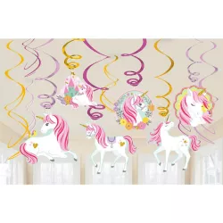 ünnepi dekoráció lógatható unikornis 61 cm